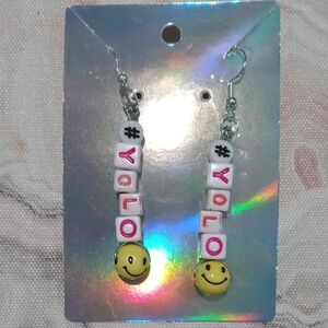 Smiley Face YOLO Bead Earrings for Kids